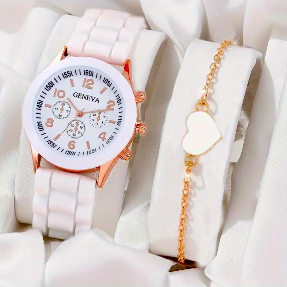 Geneva Watch and Heart Bracelet Set - Picture 2 of 5